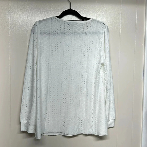 ZESICA Long Sleeve Eyelet Tops for Womens Crew Neck Fall Shirts Casual - Picture 3 of 8